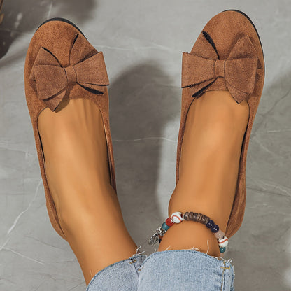 Elegant Round Toe Womens Slip On Ballet Shoes