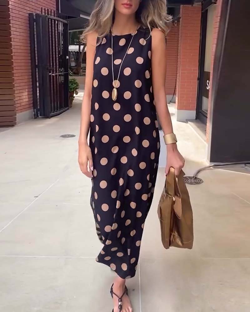 Summer Spotted Backless Long Dress - VibreMode