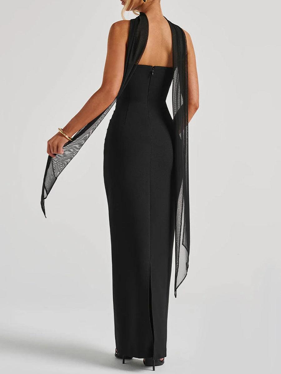 Sleek Backless Formal Black Dress