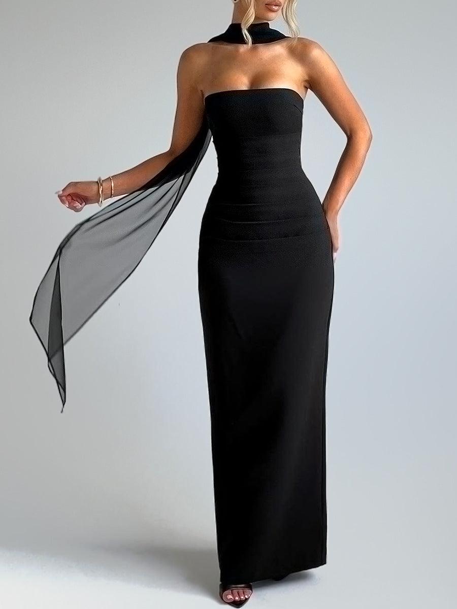 Sleek Backless Formal Black Dress