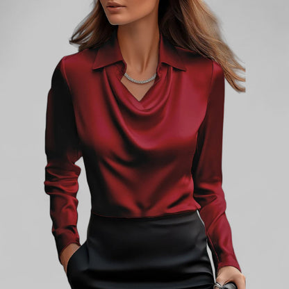 Elegant Silk V Neck Blouse