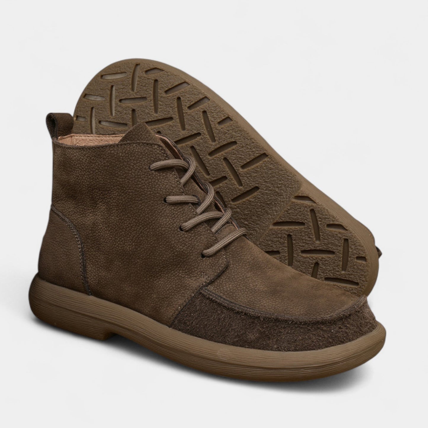 Men's Real Leather Comfort Ankle Boots Wide Fit Lace Up Shoes