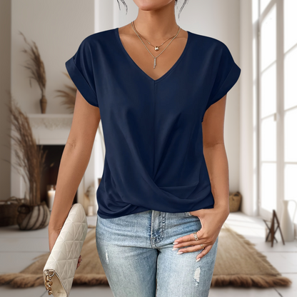 Women's V-Neck Blouse Twisted Front