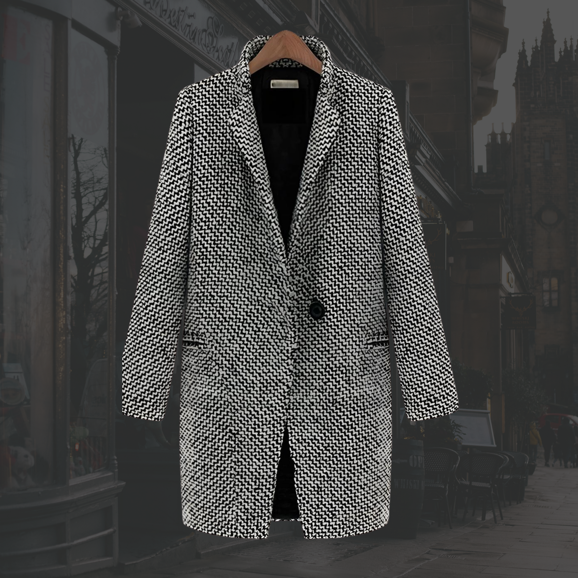 Women's Coat Defined Lapel Neckline - VibreMode