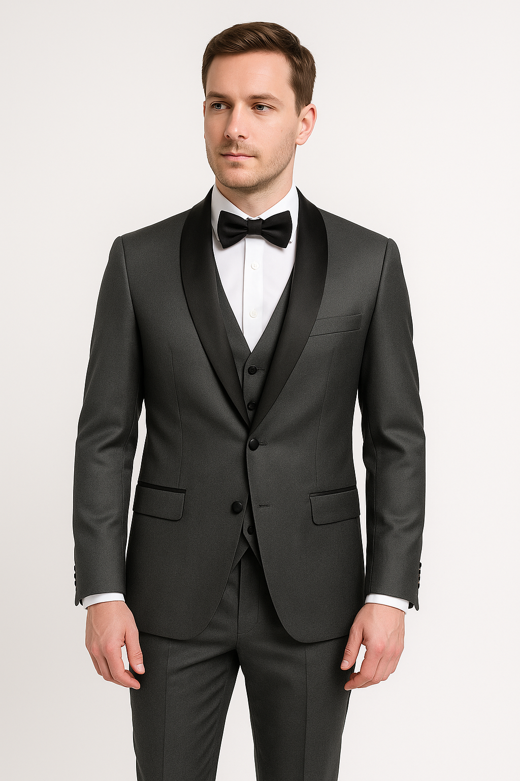 Men's Slim Fit 3-Piece Suit Set Formal Black