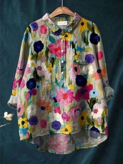 Pretty Floral Pocket Blouse for Women
