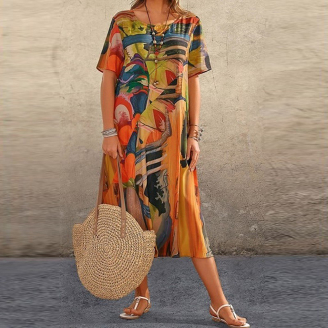 Yovi Women's Artistic Print Midi Dress