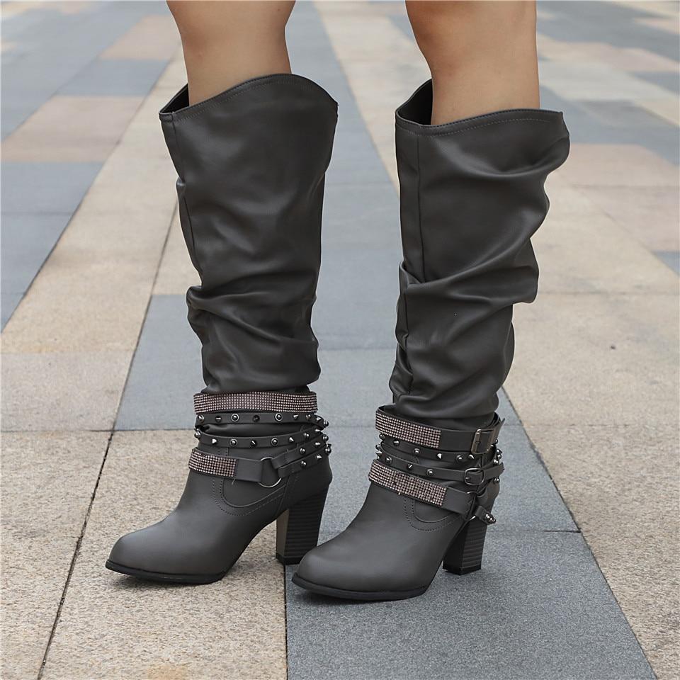Women's Knee-High Slouchy Block Boots