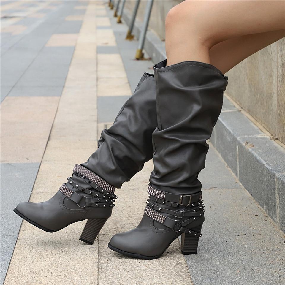 Women's Slouchy Block Heel Knee-High Boots