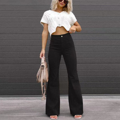 Women's High-Waisted Flared Pants Elegant Fit