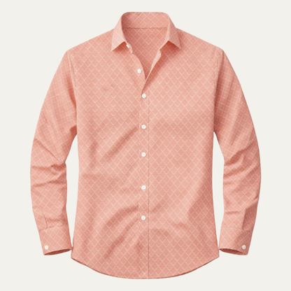 Men's Slim Fit Geometric Print Dress Shirt - VibreMode