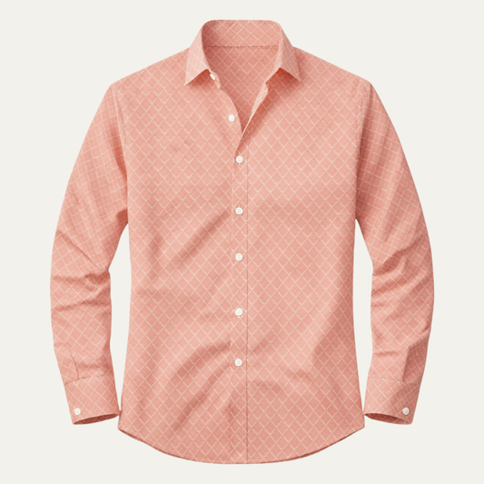 Men's Slim Fit Geometric Print Dress Shirt - VibreMode