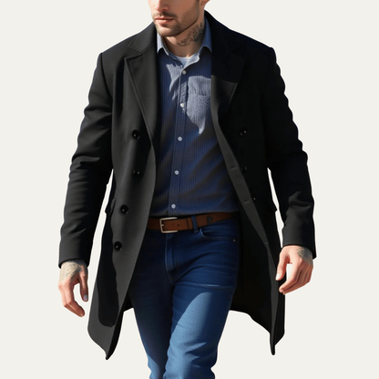 Men's Wool Double Breasted Long Coat