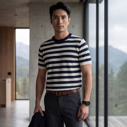 Men's Striped Cashmere Knit T-Shirt