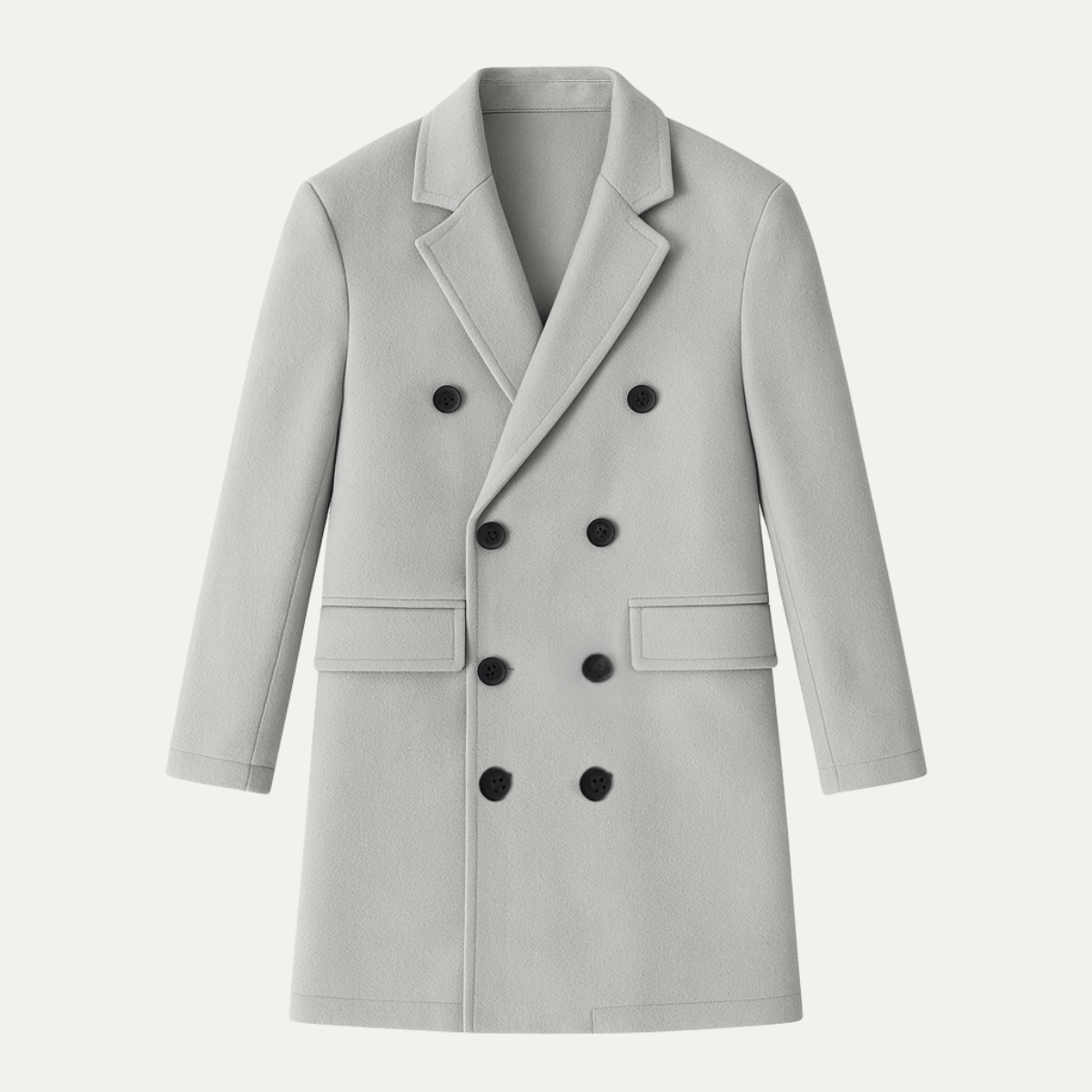 Men's Wool Double Breasted Long Coat - VibreMode