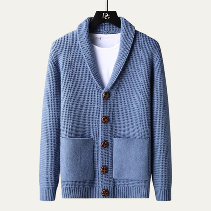 Men's Thick Knit Cardigan Shawl Collar Button Up