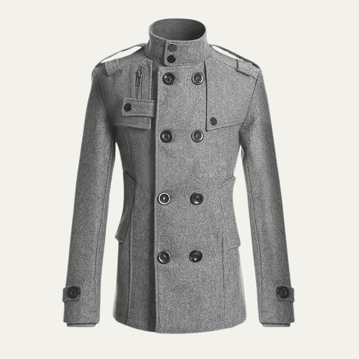 Men's Double Breasted Wool Trench Coat Mid Length - VibreMode