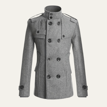 Men's Double Breasted Wool Trench Coat Mid Length - VibreMode