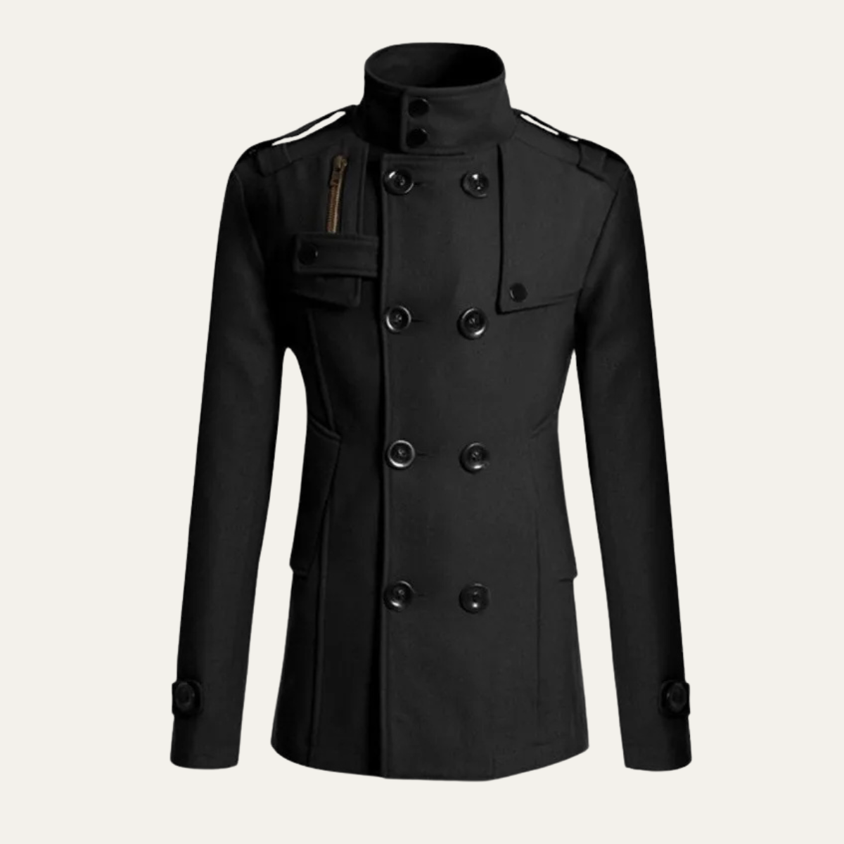 Men's Double Breasted Wool Trench Coat Mid Length