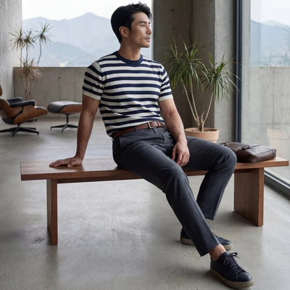 Men's Striped Cashmere Knit T-Shirt