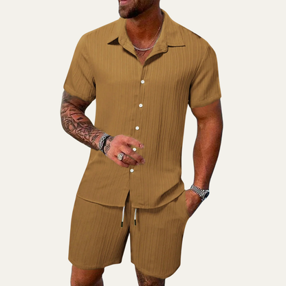 Men's Breathable Summer Set Shirt And Shorts