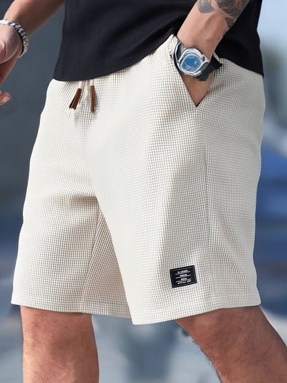 Men's Waffle Knit Shorts Elastic Waistband
