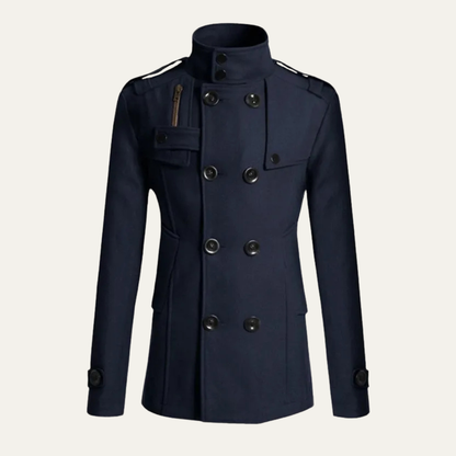 Men's Double Breasted Wool Trench Coat Mid Length