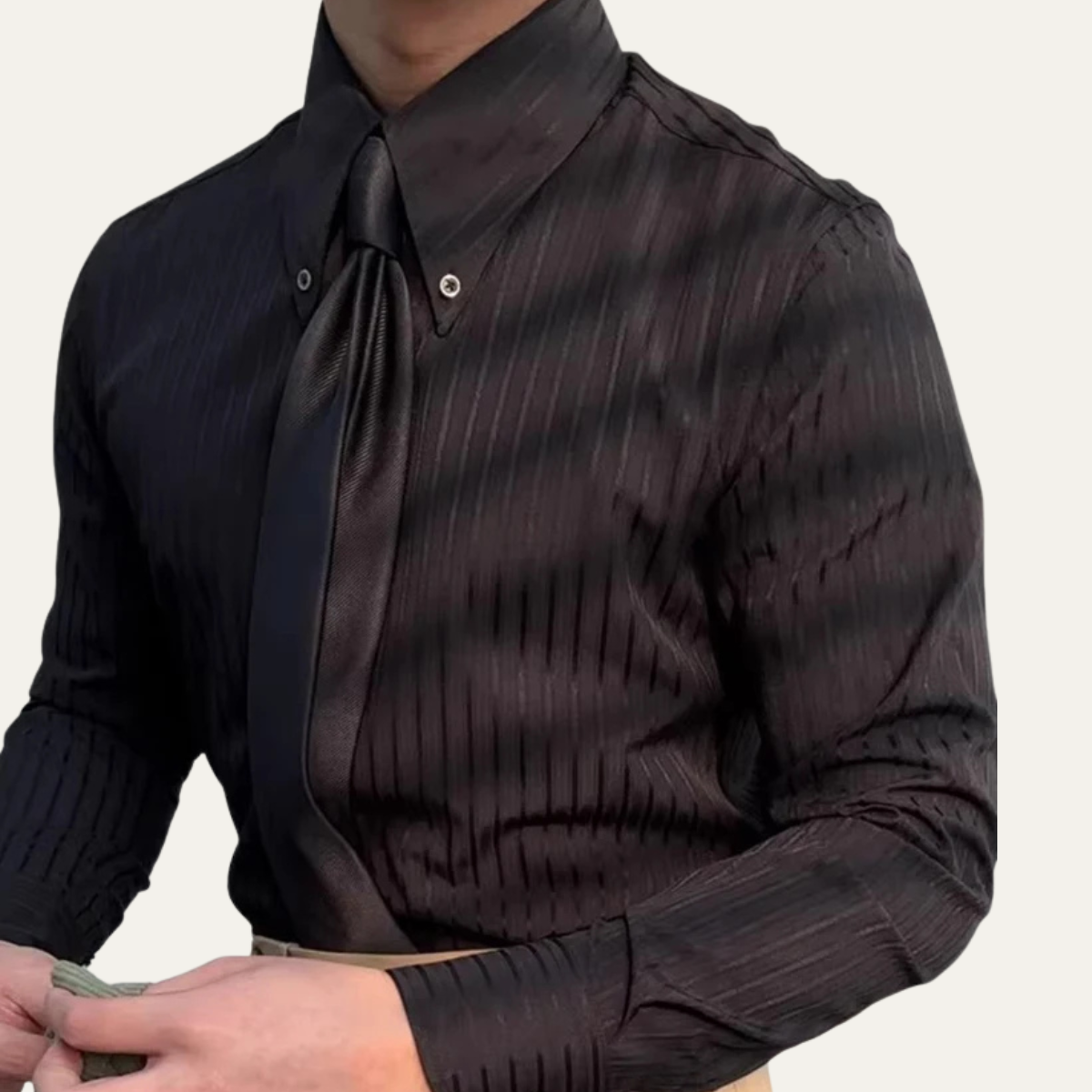 Men's Vintage Dress Shirt Turn Down Collar Button Up