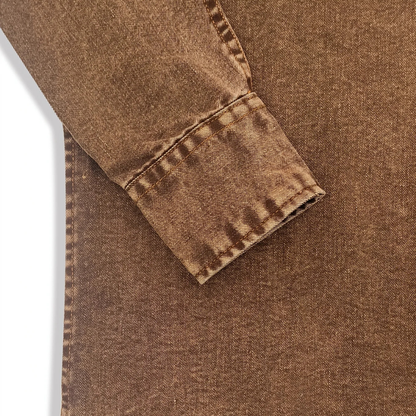 Men's Denim Shirt Brown Vintage Washed Cotton