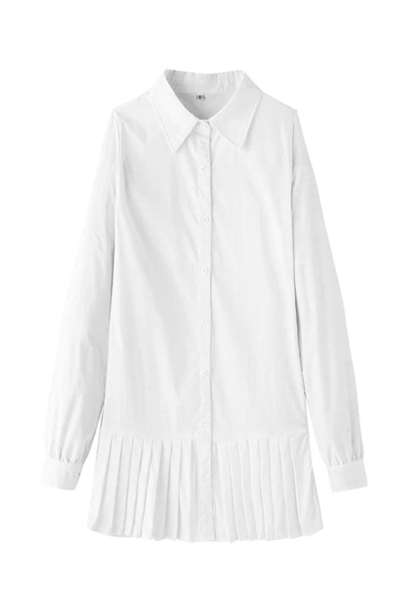 Classic White Button Down Shirt Dress for Women