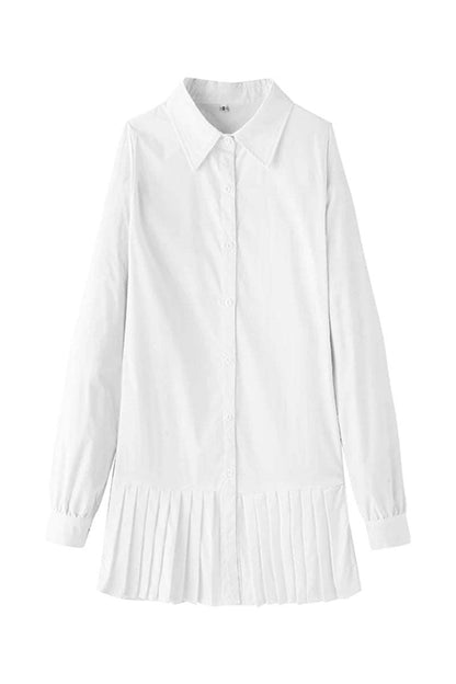 Classic White Button Down Shirt Dress for Women