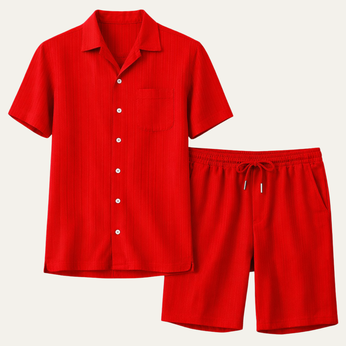 Mens Breathable Summer Shirt And Shorts Set - VibreMode
