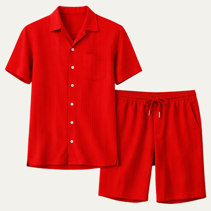 Mens Breathable Summer Shirt And Shorts Set - VibreMode
