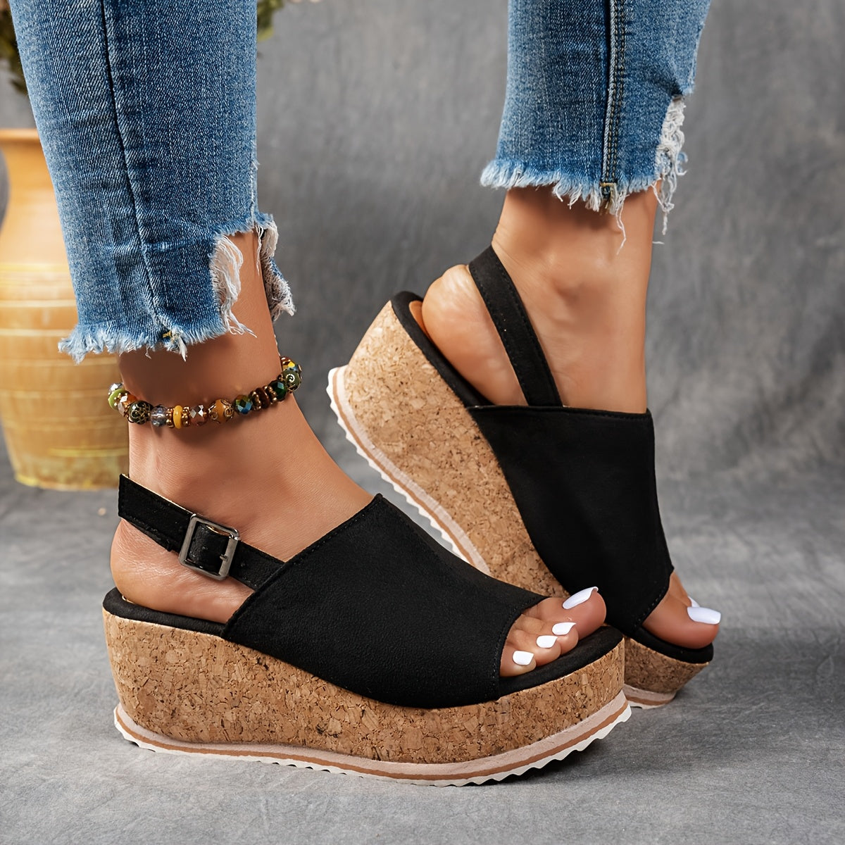 Comfortable Heeled Ankle Strap Sandals