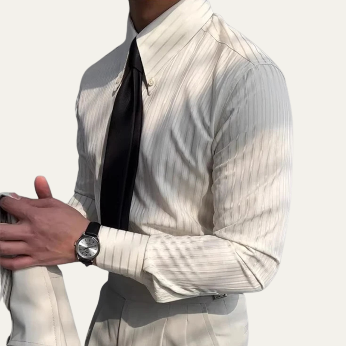 Men's Vintage Dress Shirt Turn Down Collar Button Up