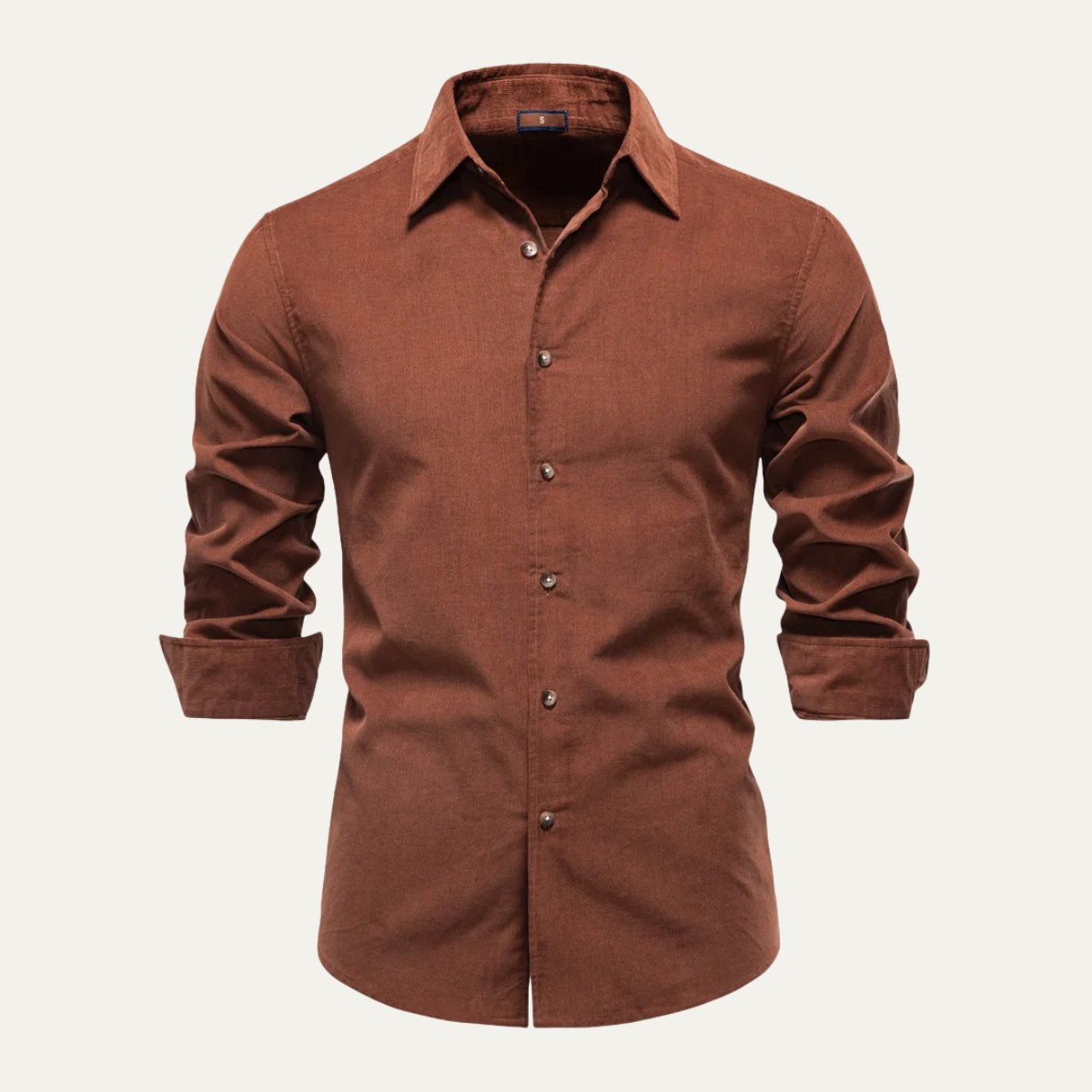 Men's Corduroy Shirt Cotton Business Casual Tan - VibreMode