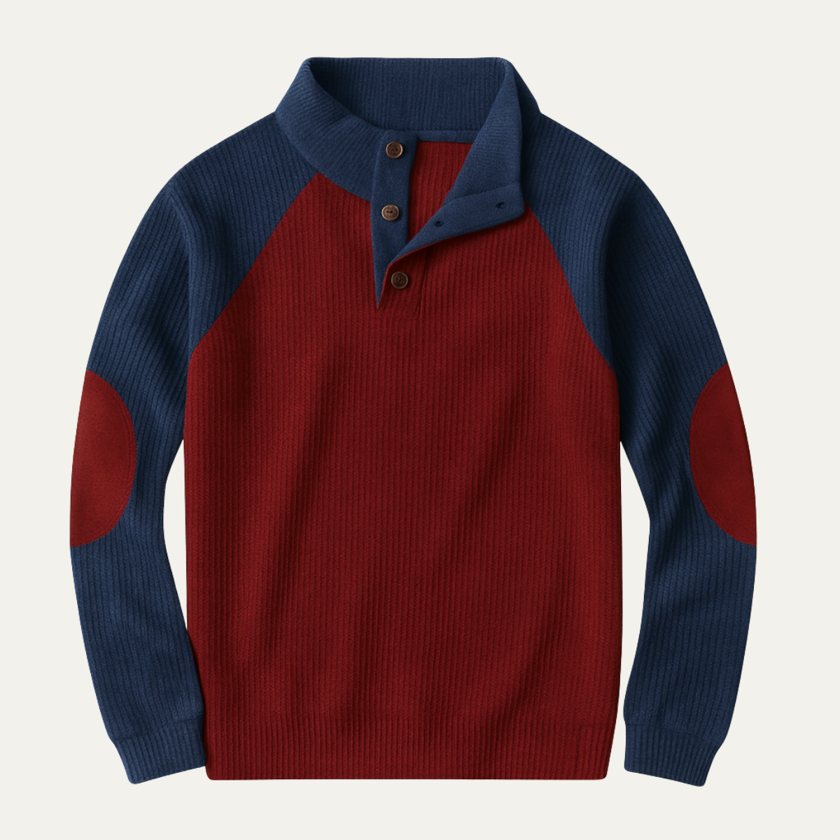 Men's Corduroy Sweater Colorblock Stand Up Collar - VibreMode