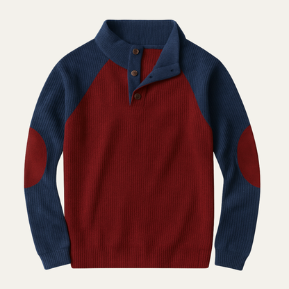 Men's Corduroy Sweater Colorblock Stand Up Collar - VibreMode