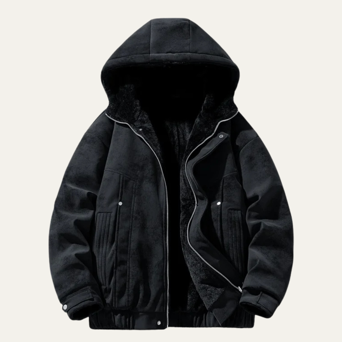 Men's Fleece Lined Hooded Jacket Retro Style