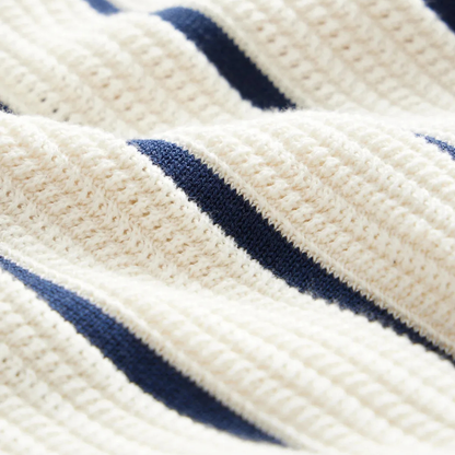 Men's Striped Polo Shirt Knit Cotton