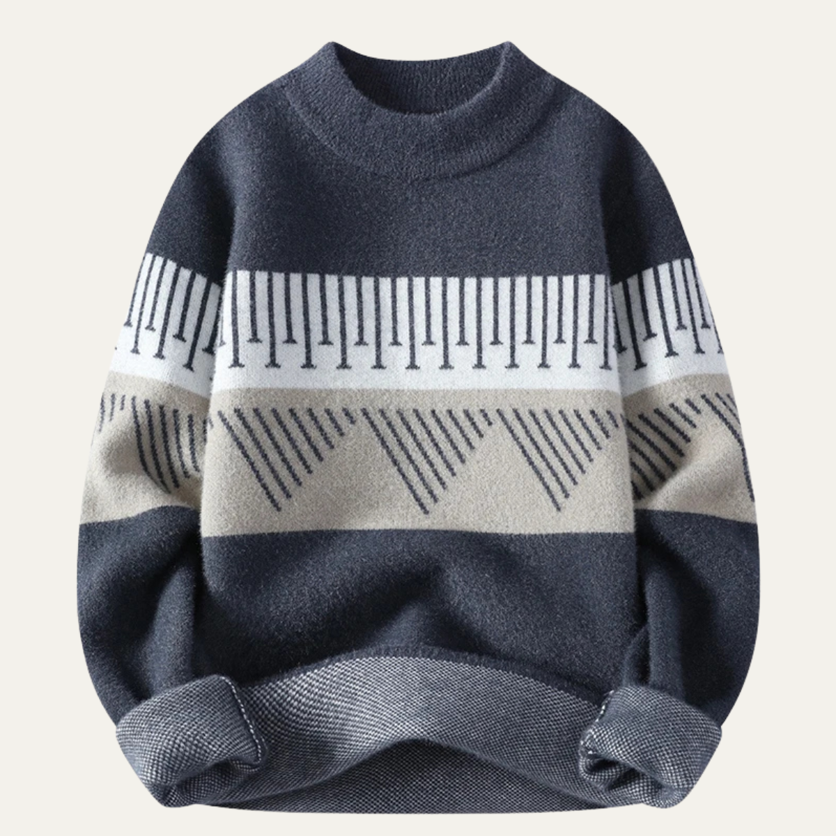 Men's Patterned Sweater Warm Blue - VibreMode