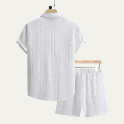 Men's Summer Button Up Shirt Shorts Set