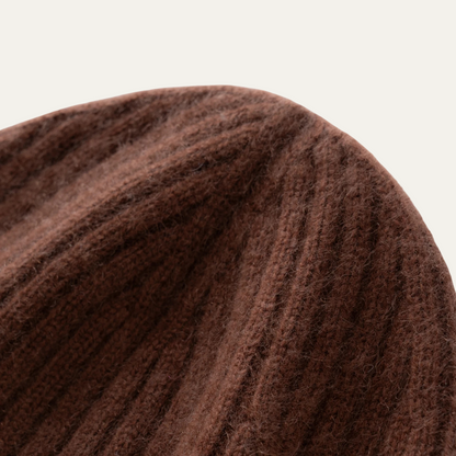 Men's Cashmere Beanie Ribbed Knit Navy Blue