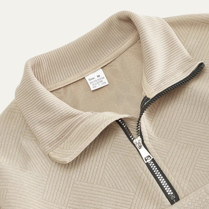 Men's Knitted Jacquard Sweater Stand Up Collar Casual