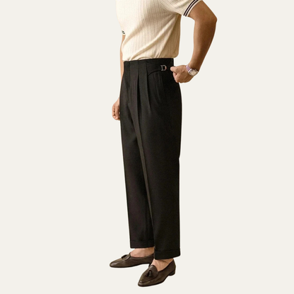 Men's High Waist Straight Leg Business Trousers