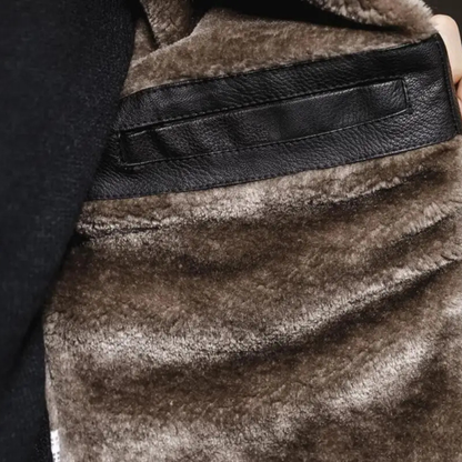 Menton Men's Leather Shearling Jacket Fleece Lined