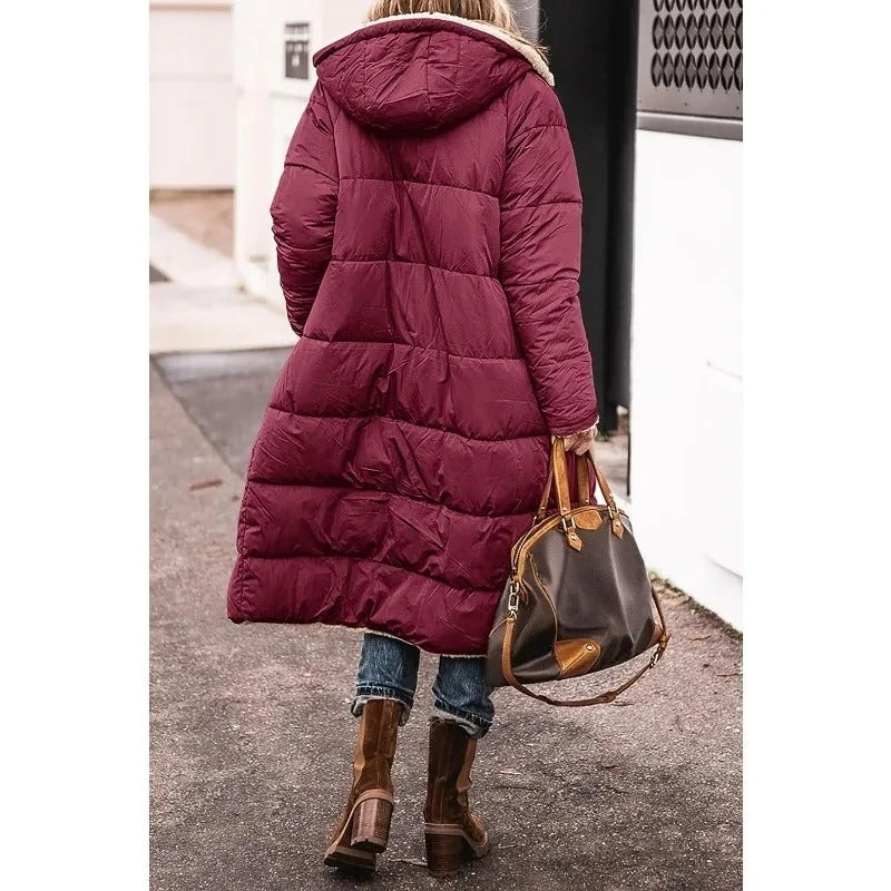 Women's Longline Puffer Jacket Sherpa Lining