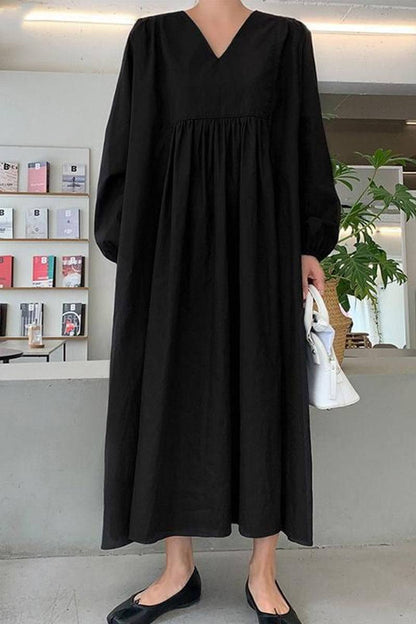 Fall Women's V-Neck Flared Sleeve Midi Dress