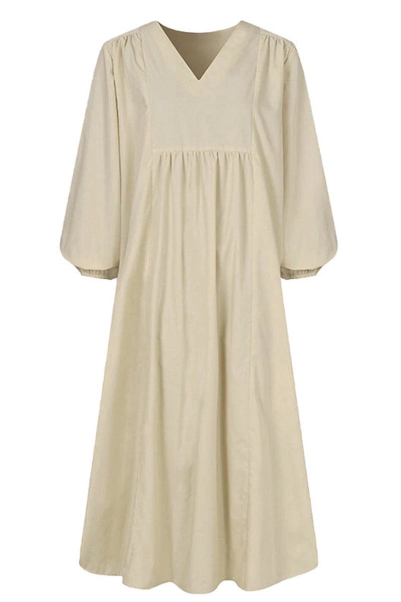 Fall Women's V-Neck Flared Sleeve Midi Dress