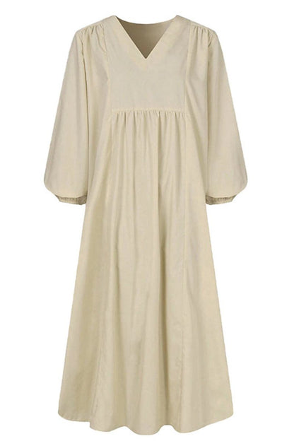 Fall Women's V-Neck Flared Sleeve Midi Dress